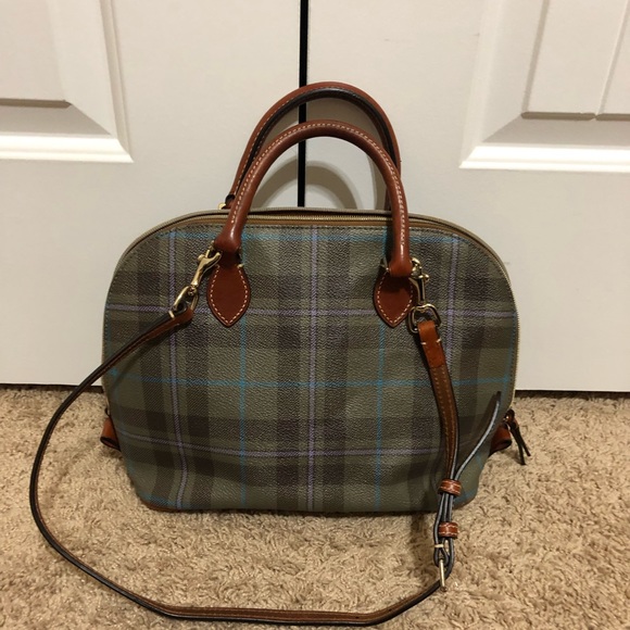 Dooney & Bourke Navy/Green Plaid Purse - Picture 2 of 10